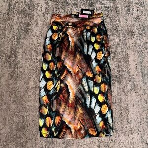 Black Multicolored Abstract Print Skirt